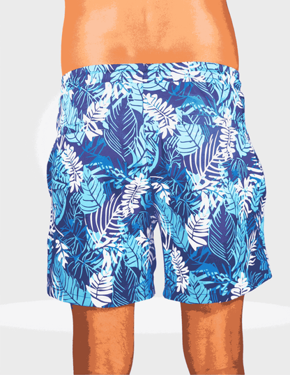 Caribbean Palms - Waterproof Pocket Swim Shorts - Athletic Liner